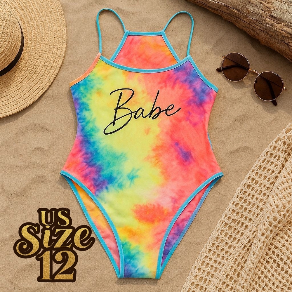 Colorful Tie-Dye Bodysuit with 'Babe' Print